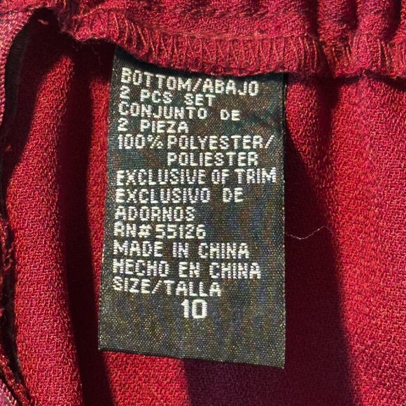 Dressy pantsuit, deep burgundy with sparling bead trim - Picture 9 of 9